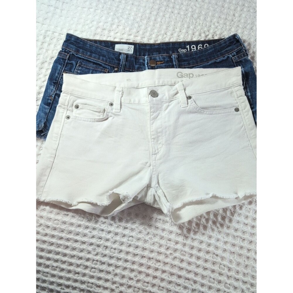 GAP White and Dark Blue Denim Shorts Duo Size 27